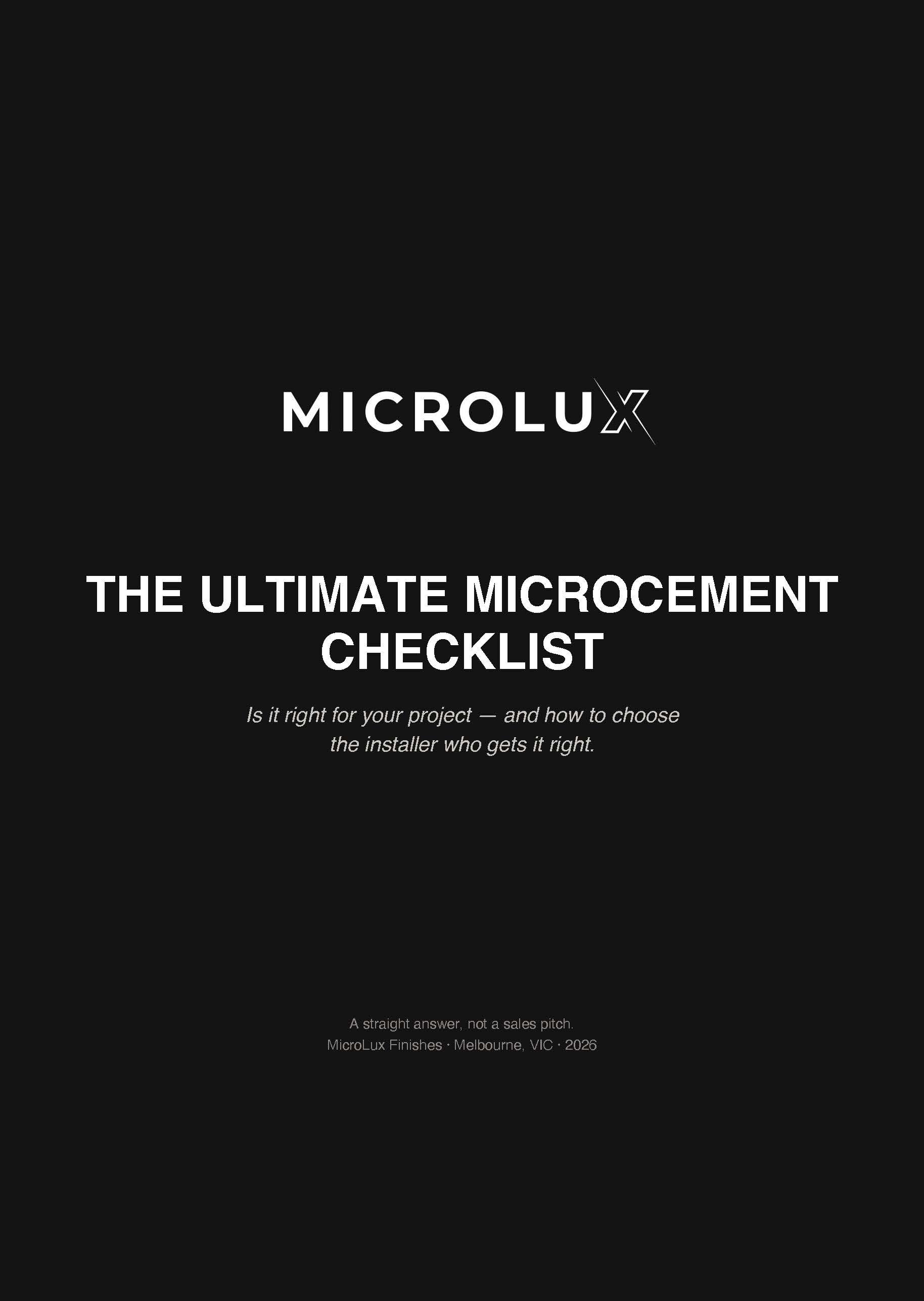 MicroLux Ultimate Microcement Checklist — free guide for Melbourne homeowners